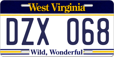 WV license plate DZX068