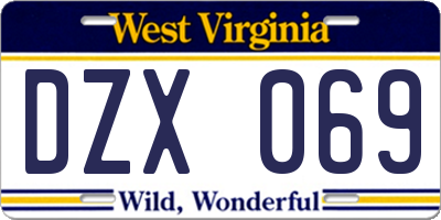 WV license plate DZX069