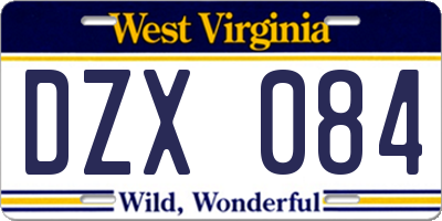 WV license plate DZX084