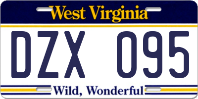 WV license plate DZX095