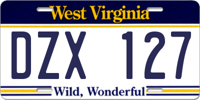 WV license plate DZX127