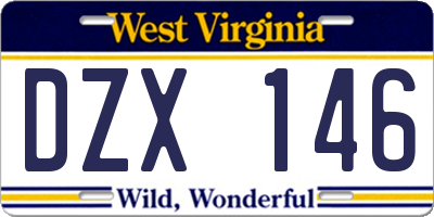 WV license plate DZX146