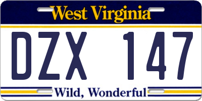 WV license plate DZX147