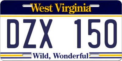 WV license plate DZX150