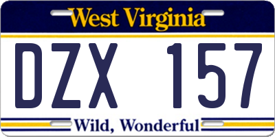 WV license plate DZX157