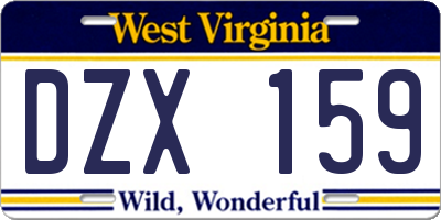 WV license plate DZX159