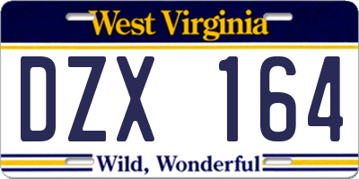 WV license plate DZX164