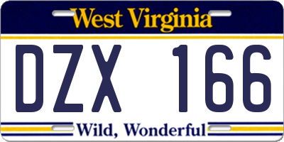 WV license plate DZX166