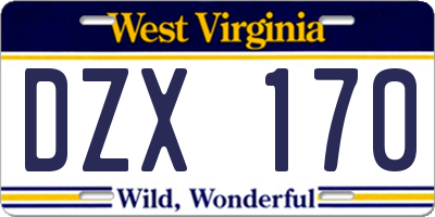 WV license plate DZX170