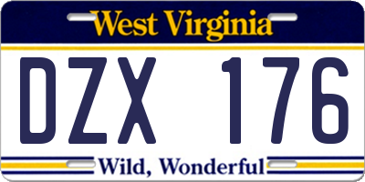 WV license plate DZX176