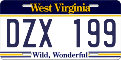 WV license plate DZX199