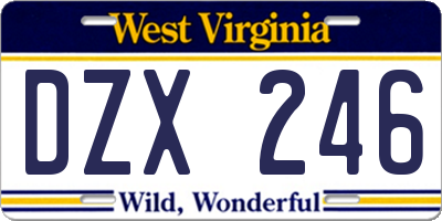 WV license plate DZX246