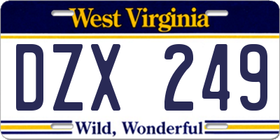 WV license plate DZX249