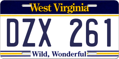 WV license plate DZX261