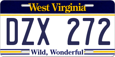 WV license plate DZX272