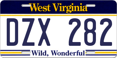 WV license plate DZX282