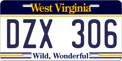 WV license plate DZX306