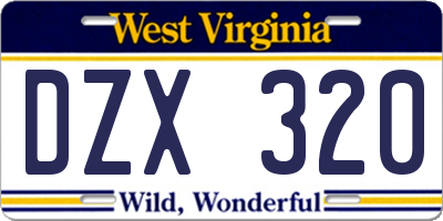 WV license plate DZX320