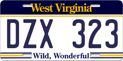 WV license plate DZX323