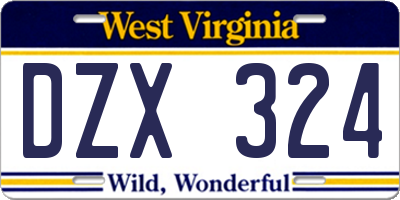 WV license plate DZX324