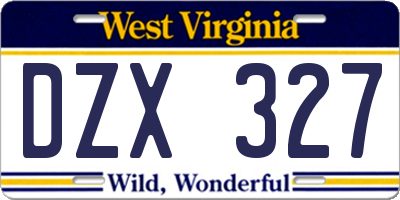WV license plate DZX327