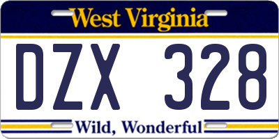 WV license plate DZX328