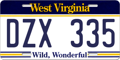 WV license plate DZX335