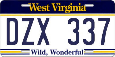 WV license plate DZX337