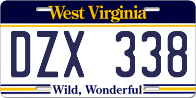 WV license plate DZX338