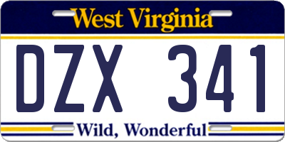 WV license plate DZX341