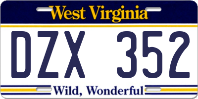 WV license plate DZX352