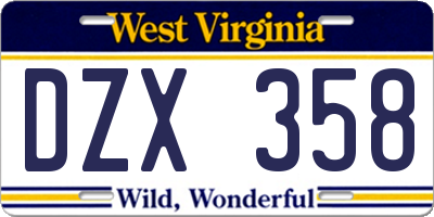 WV license plate DZX358