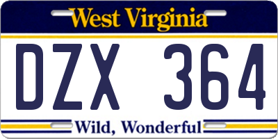 WV license plate DZX364