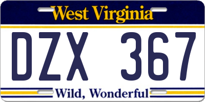 WV license plate DZX367