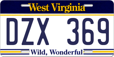 WV license plate DZX369