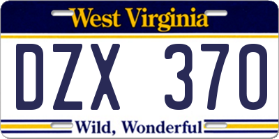 WV license plate DZX370