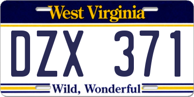 WV license plate DZX371