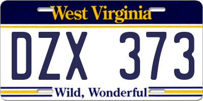 WV license plate DZX373