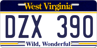 WV license plate DZX390