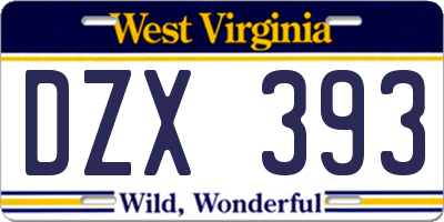 WV license plate DZX393