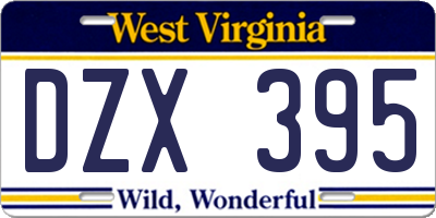 WV license plate DZX395