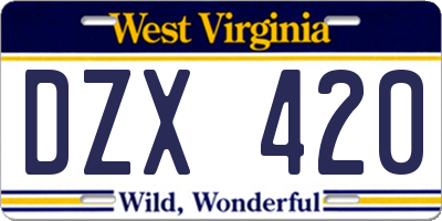 WV license plate DZX420