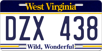 WV license plate DZX438