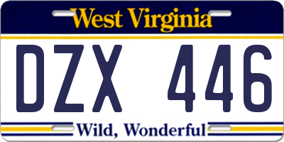 WV license plate DZX446