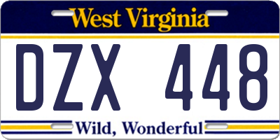 WV license plate DZX448