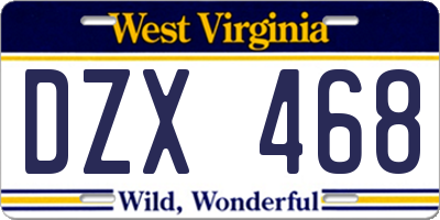 WV license plate DZX468