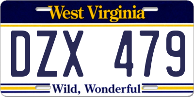 WV license plate DZX479