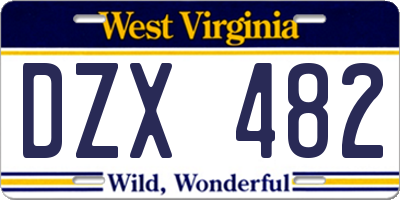 WV license plate DZX482