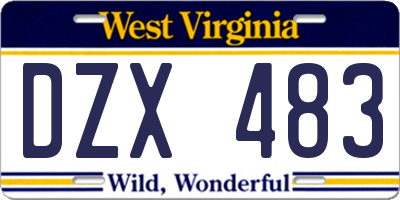 WV license plate DZX483