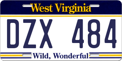 WV license plate DZX484